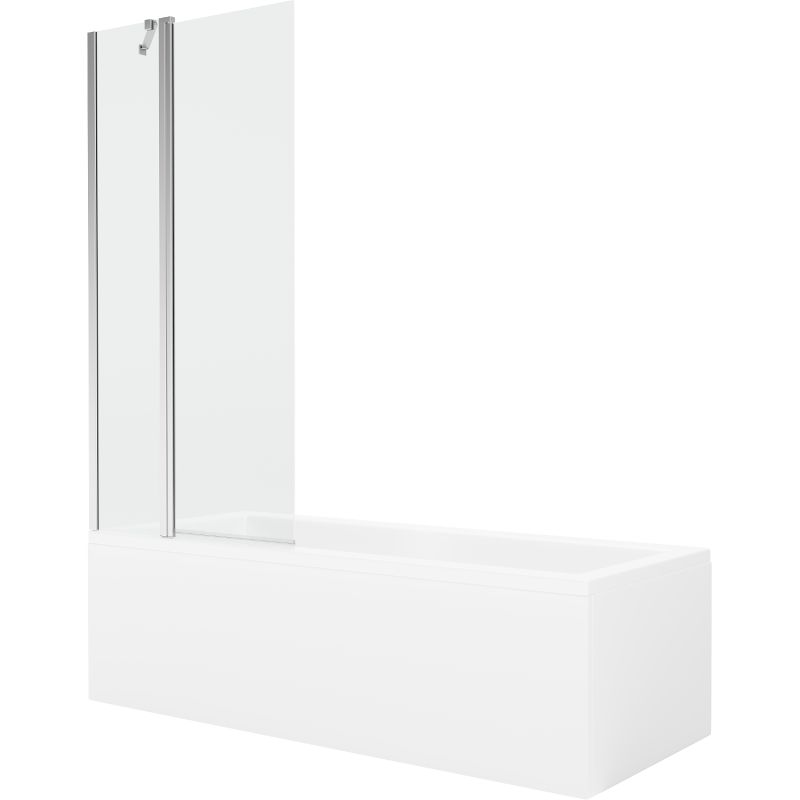 Wanna prostokątna Mexen Cubik 150 x 70 cm z obudową i parawanem 1-skrzydłowym 80 cm transparent chrom 550315070X9408110100 1 szt.
