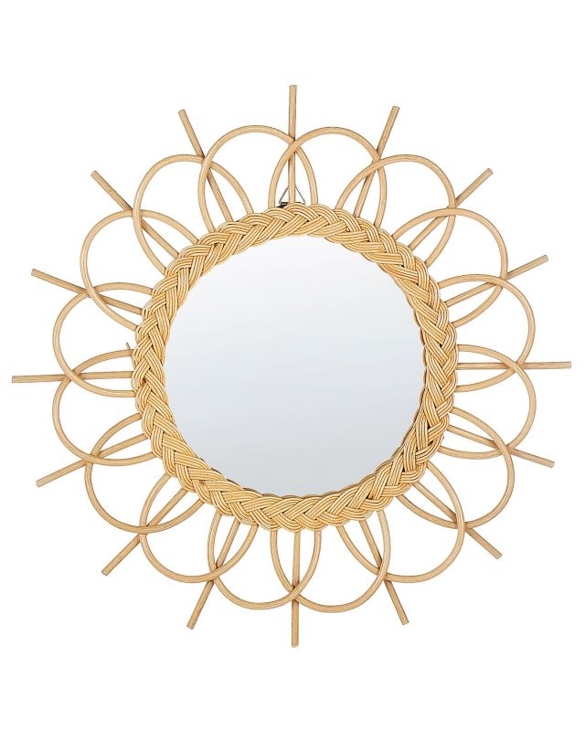 Lustro ścienne Telakia 60 cm 60 cm Rattan Naturalny 1 szt.