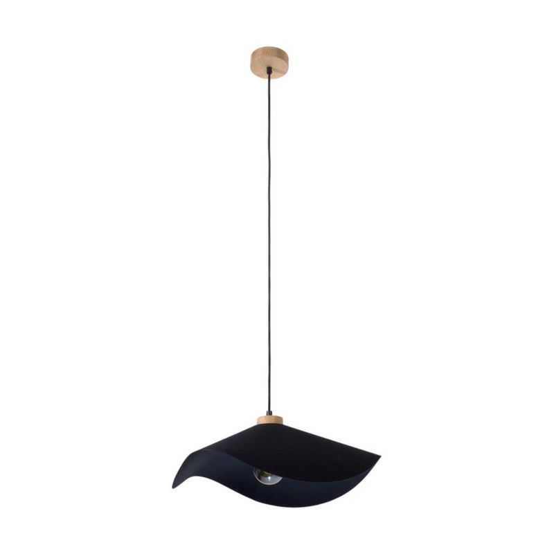 Drewniana Lampa Wisząca SPOT Light 1xE27 Max.40W Dąb Olejowany FSC w Połączeniu z Czarnym Abażurem, 1 szt.