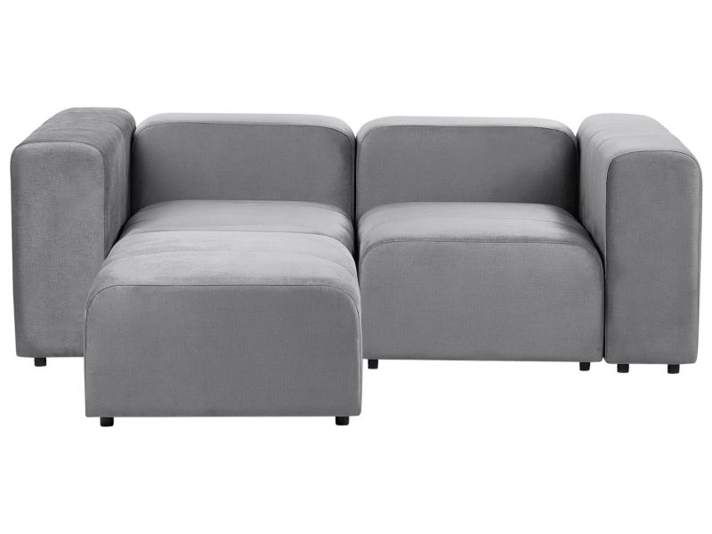 Sofa modułowa 2-osobowa welurowa z otomaną szara Falsterbo 1 kpl