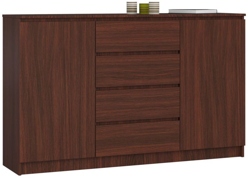 Komoda Akord K160 Wenge 160 cm 2 drzwi 4 szuflady kolor Wenge mat 4 półki 160x40x99 cm 1 szt.