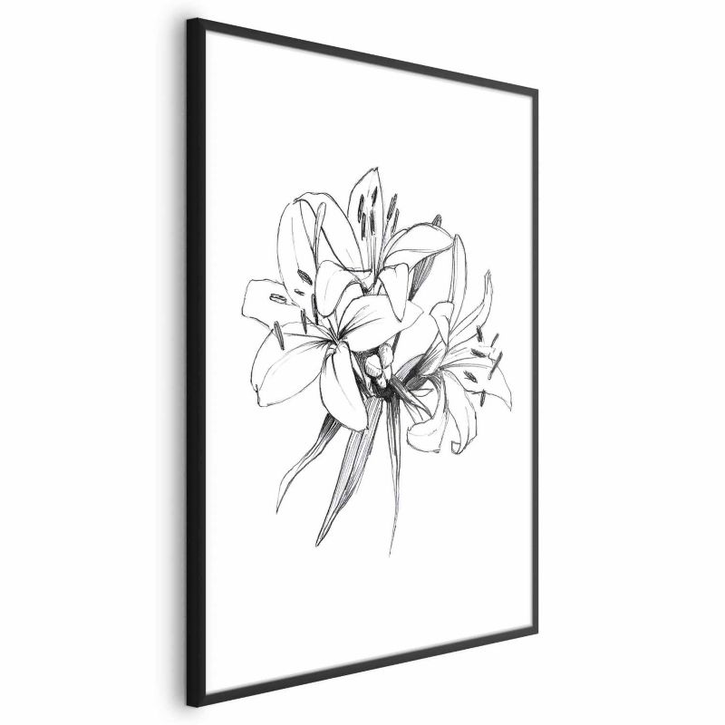 Plakat Artgeist Rysowane kwiaty 29,7x42 cm z ramą czarną 1 szt