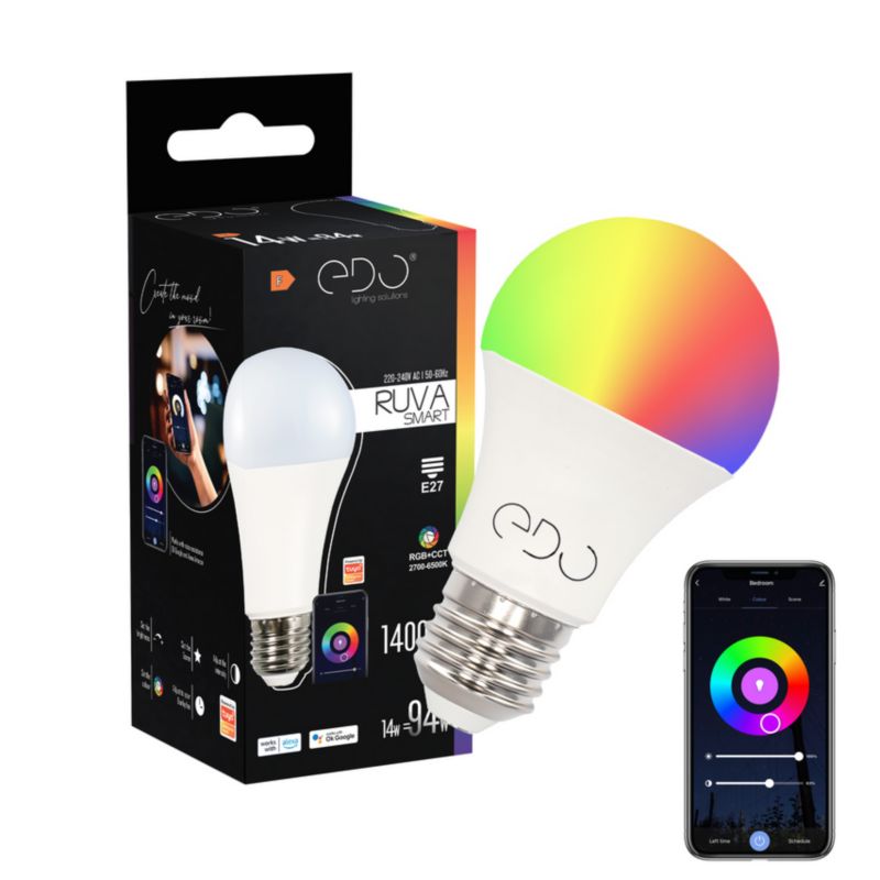 Żarówka Ruva Smart LED Edo E27 14W RGB+CCT 2700-6500K 1400lm WiFi Tuya Smart EDO777431 1 szt.