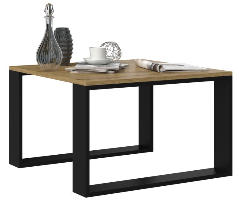 Stolik Kawowy Topeshop Ława Loft Modern Mini Dąb Artisan Czarny 67x67x40 cm 1 szt.