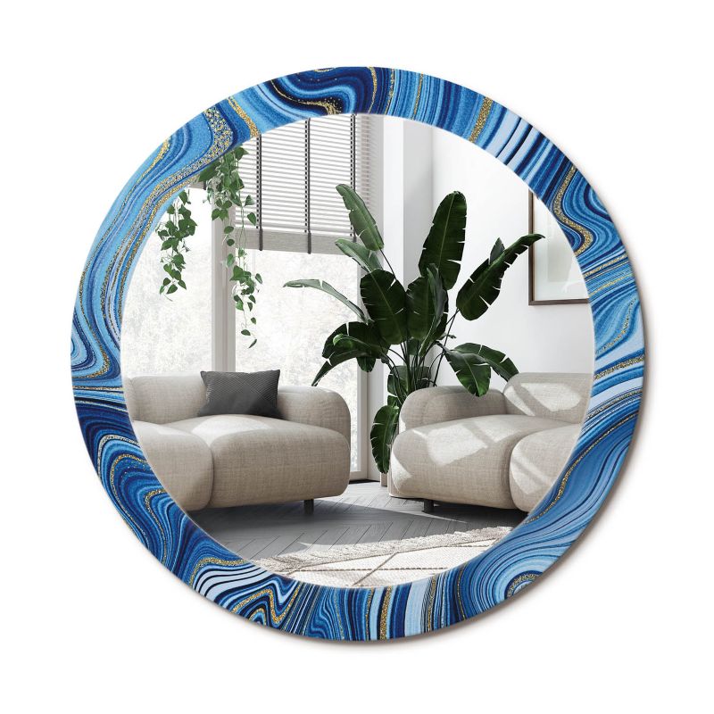 Lustro Okrągłe Tulup Marmurowa Rzeka 80 cm Designerskie Na Podkładzie 1 szt.