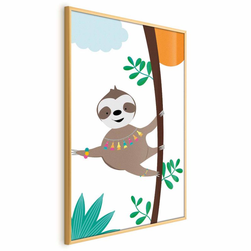 Plakat Artgeist Wesoły leniwiec 21x30 cm z ramą złotą 1 szt