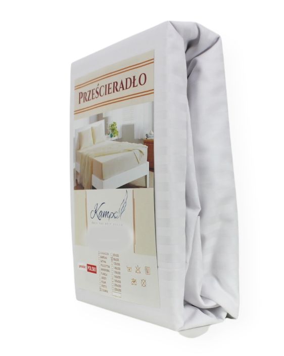 Prześcieradło gumka hotelowe Kam-Pol bawełna premium 240x260 białe 1 szt.