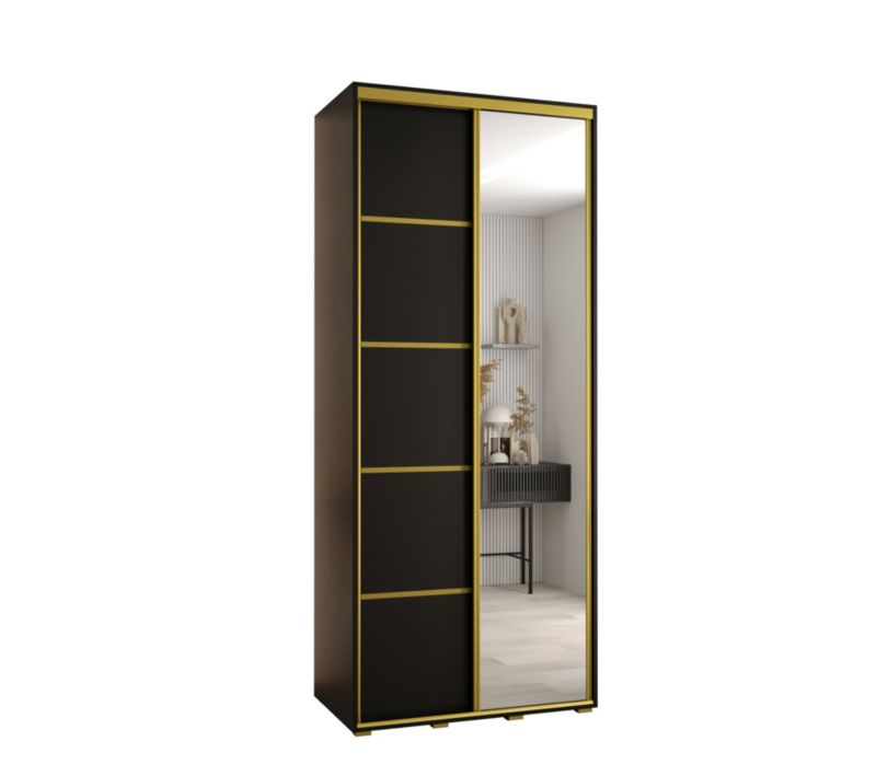 Szafa przesuwna Abiks DAVOS 5 wysoka szer.100cm gł.60cm czarny/czarny/złoty 1szt.