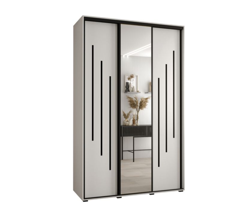 Szafa przesuwna Abiks DAVOS 9 wysoka szer.160cm gł.60cm biały/biały/czarny 1szt.