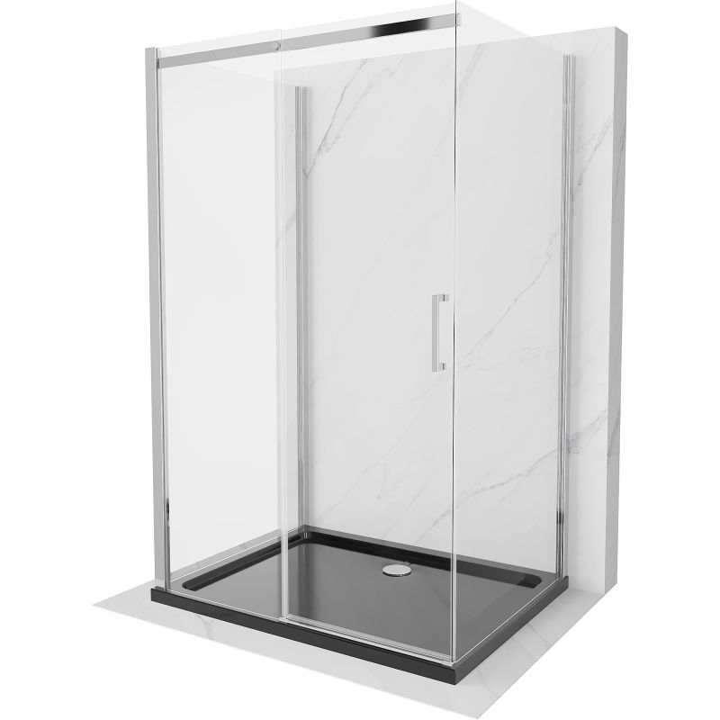 Kabina prysznicowa Mexen Omega 3-ścienna rozsuwana 100 x 90 cm transparent chrom + brodzik Flat