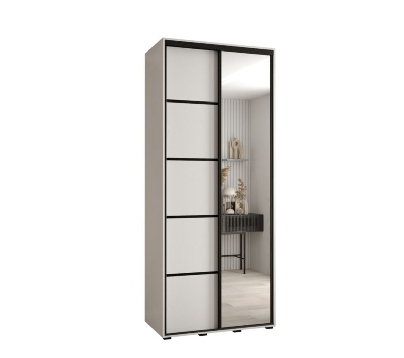 Szafa przesuwna Abiks DAVOS 5 wysoka szer.100cm gł.60cm biały/biały/czarny 1szt.