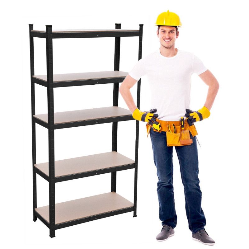 Regał metalowy magazynowy 4iQ Group 180x75x35 cm czarny 1szt.