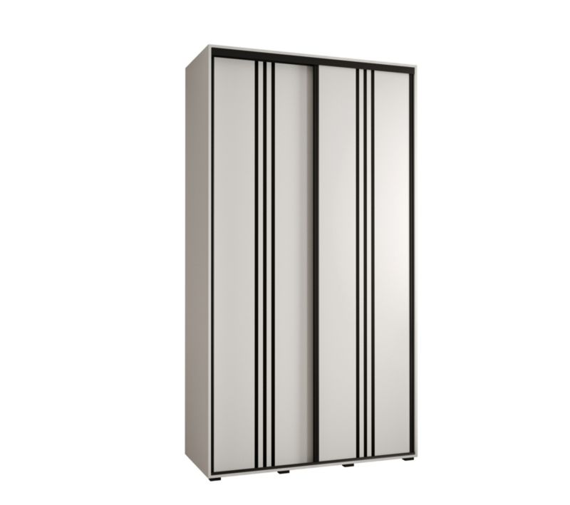Szafa przesuwna Abiks DAVOS 6 wysoka szer.130cm gł.45cm biały/biały/czarny 1szt.