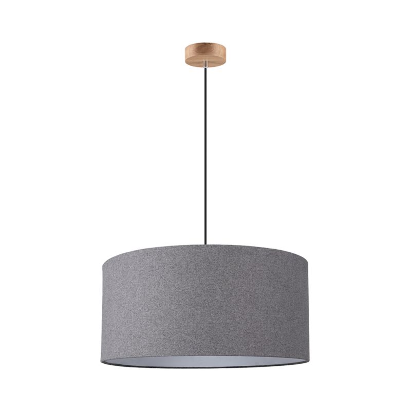 Drewniana Lampa Wisząca SPOT Light 1xE27 Max.60W Dąb Olejowany FSC z Szarą Tkaniną, Polski Producent, 1 szt.