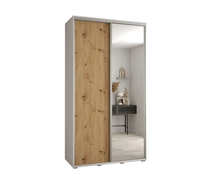 Szafa przesuwna Abiks DAVOS 3 wysoka szer.130cm gł.60cm biały/artisan/srebrny 1szt.