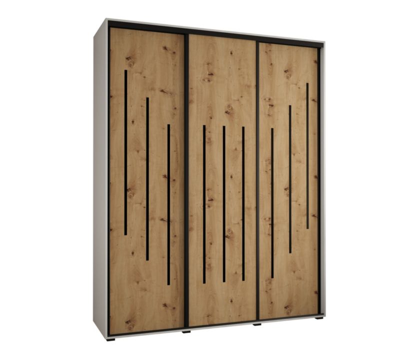 Szafa przesuwna Abiks DAVOS 8 wysoka szer.200cm gł.60cm biały/artisan/czarny 1szt.