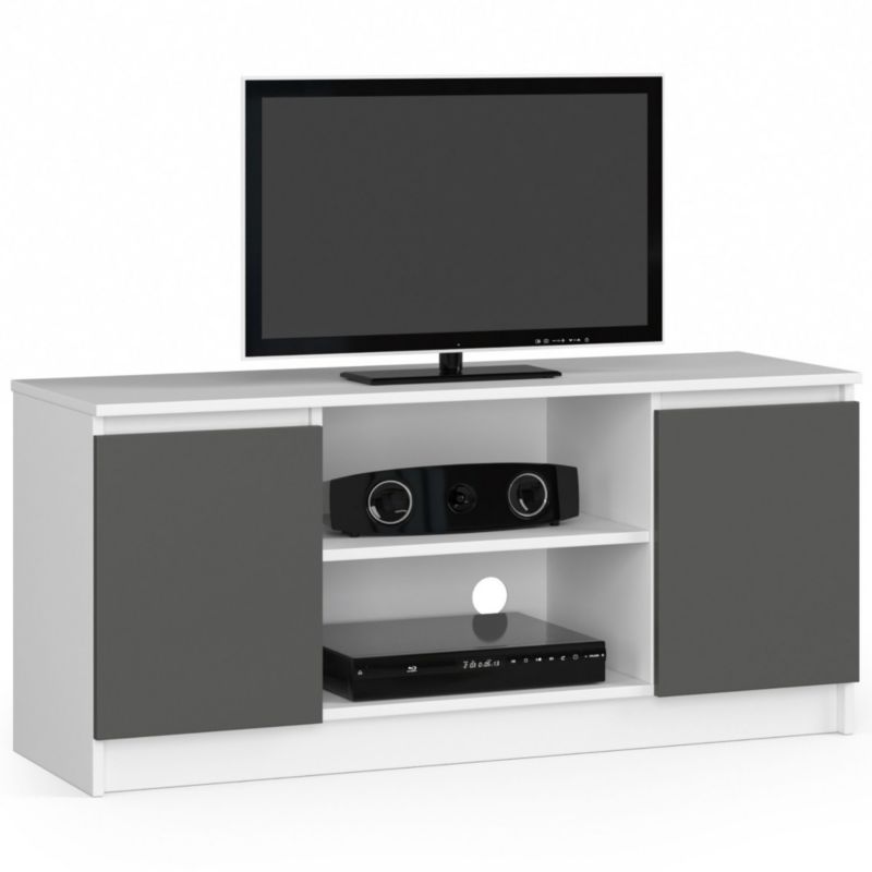 Szafka RTV Akord Biała 120 cm 2 drzwi kolor Grafit Szary mat 2 półki 120x40x55 cm 1 szt.