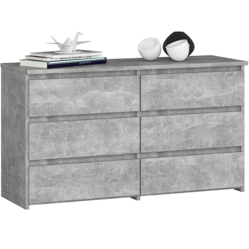 Komoda Akord CL100 Szary Beton 100 cm 6 szuflad kolor Beton mat 100x35x57 cm 1 szt.