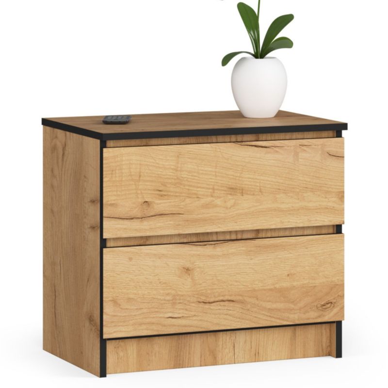 Szafka nocna Akord K60 Dąb Craft 60 cm 2 szuflady kolor Dąb Craft mat 60x40x55 cm 1 szt.