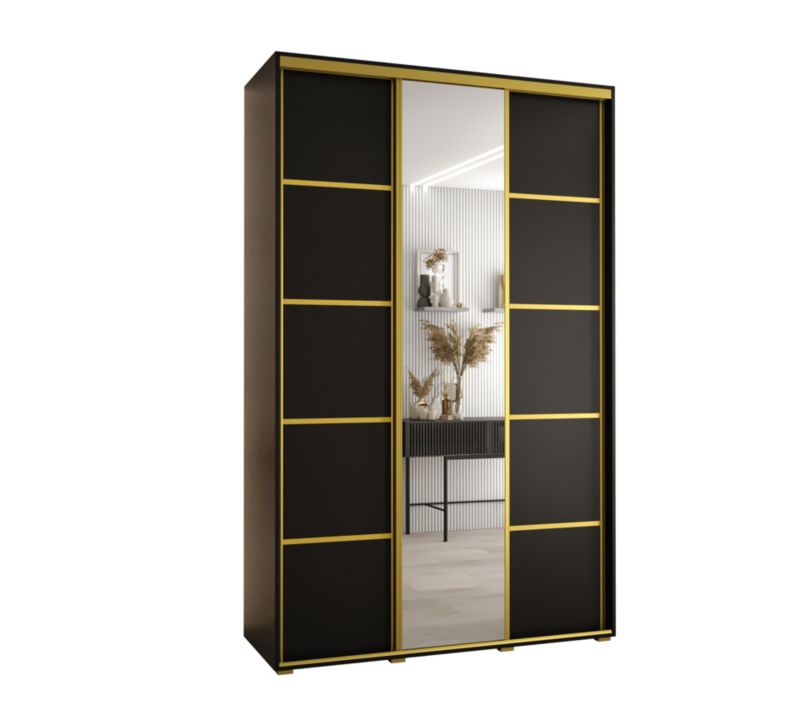 Szafa przesuwna Abiks DAVOS 5 wysoka szer.150cm gł.60cm czarny/czarny/złoty 1szt.