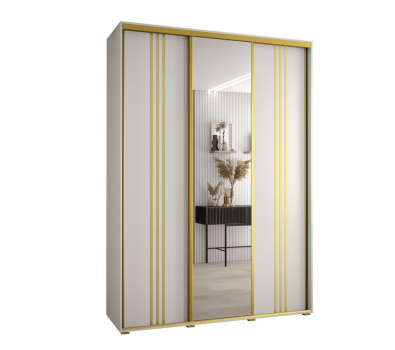 Szafa przesuwna Abiks DAVOS 7 wysoka szer.180cm gł.45cm biały/biały/złoty 1szt.