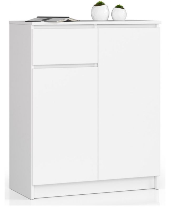 Komoda Akord K80 Biała 80 cm 2 drzwi 1 szuflada kolor Biały mat 4 półki 80x40x99 cm 1 szt.