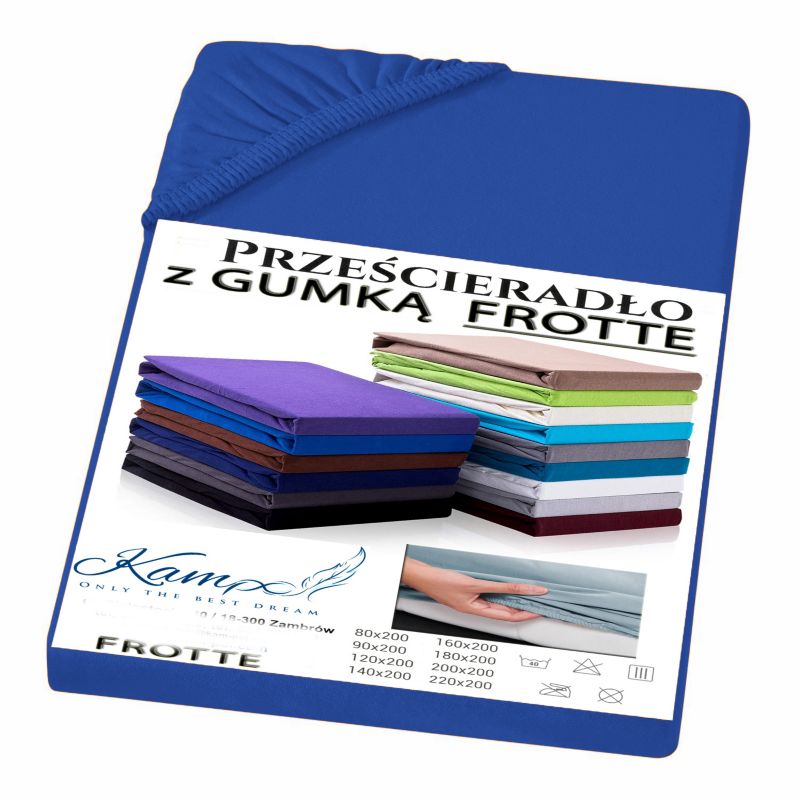 Prześcieradło gumka frotta Kam-Pol bawełna premium 200x220 niebieski 1 szt.