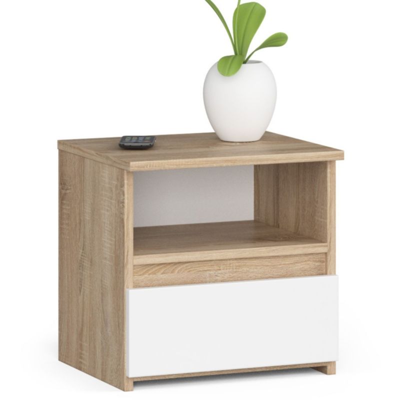 Szafka nocna Akord CL1 Dąb Sonoma 40 cm 1 szuflada fronty kolor Biały mat 1 półka 40x35x40 cm 1 szt.