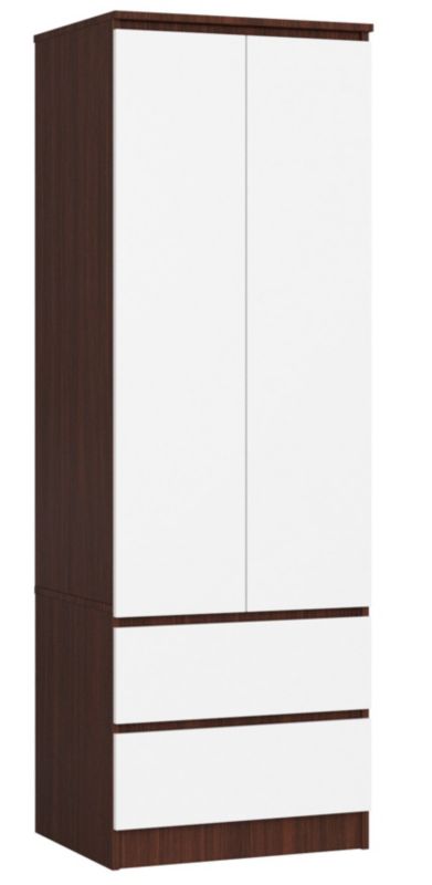 Szafa Akord S60 Wenge 60 cm 2 drzwi 2 szuflady kolor Biały mat 1 półka 60x51x180 cm 1 szt.