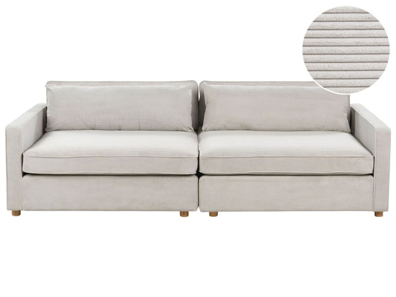 Sofa sztruksowa 3-osobowa jasnoszara Vinstra 1 szt.