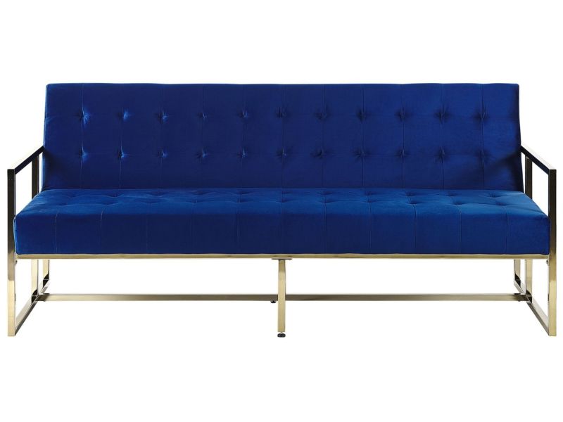 Sofa trzyosobowa Marstal Granatowy Welur 1 szt.