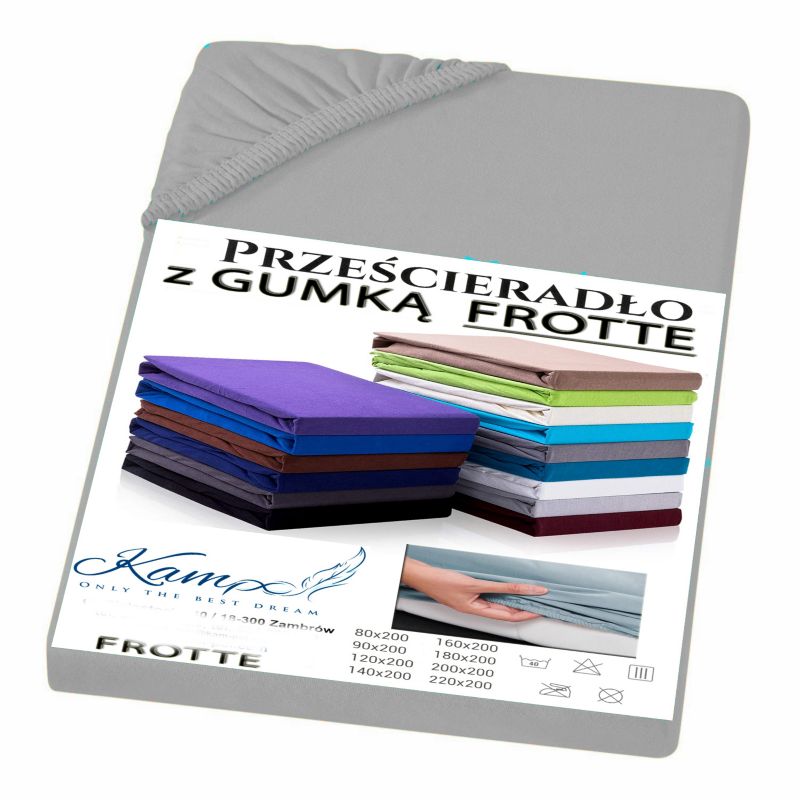 Prześcieradło gumka frotta Kam-Pol bawełna premium 140x200 szary 1 szt.