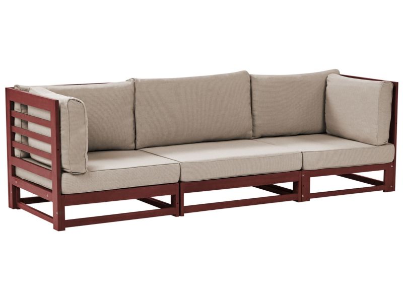 Sofa trzyosobowa Trani Drewno akacjowe Bordowy 1 szt.