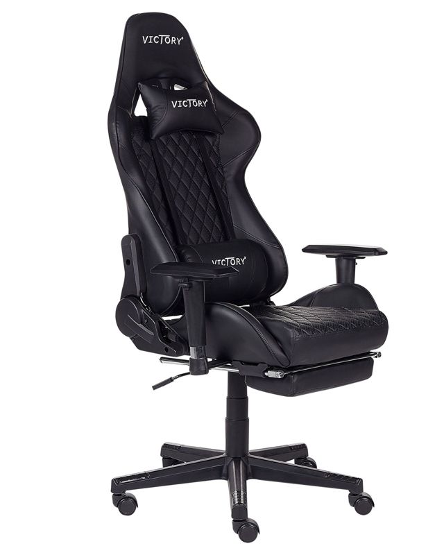 Fotel gamingowy Ekoskóra Czarny Victory 1 szt.