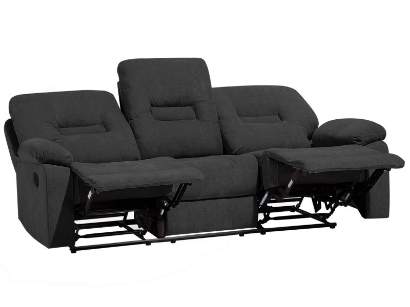 Sofa z manualną funkcją relaksu 3-osobowa szara Bergen 1 szt.