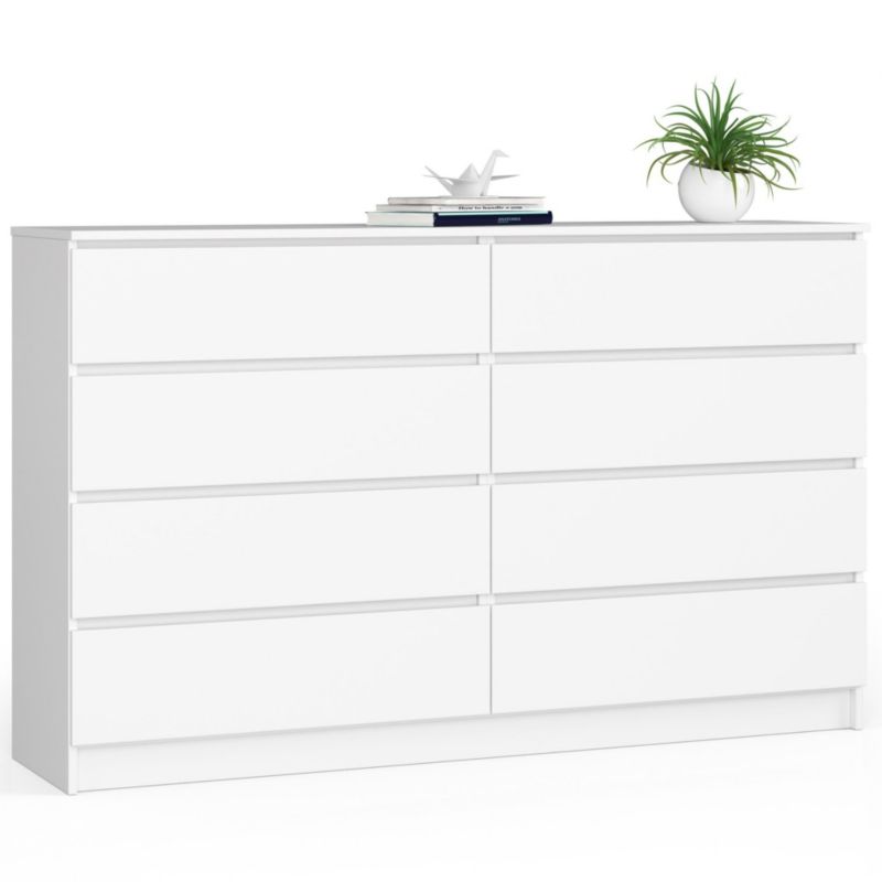 Komoda Akord K160 Biała 160 cm 8 szuflad kolor Biały mat 160x40x99 cm 1 szt.