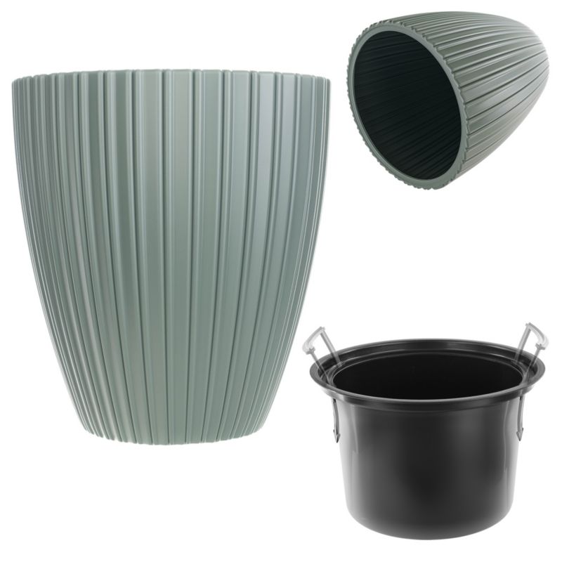 Doniczka KADAX Donica Na Kwiaty 40cm Osłonka Wkład Kwietnik Plastikowa Zielona 1 szt.