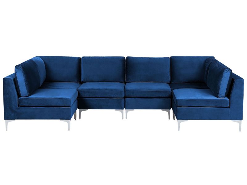Sofa modułowa 6-osobowa welurowa niebieska Evja 1 szt.