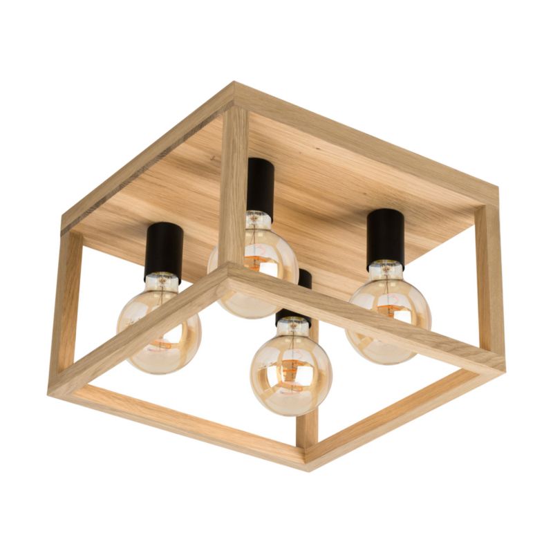 Drewniana Lampa Sufitowa SPOT Light 4xE27 Max.60W Dąb Olejowany FSC z Dodatkiem Czerni, Polski Producent, 1 szt.