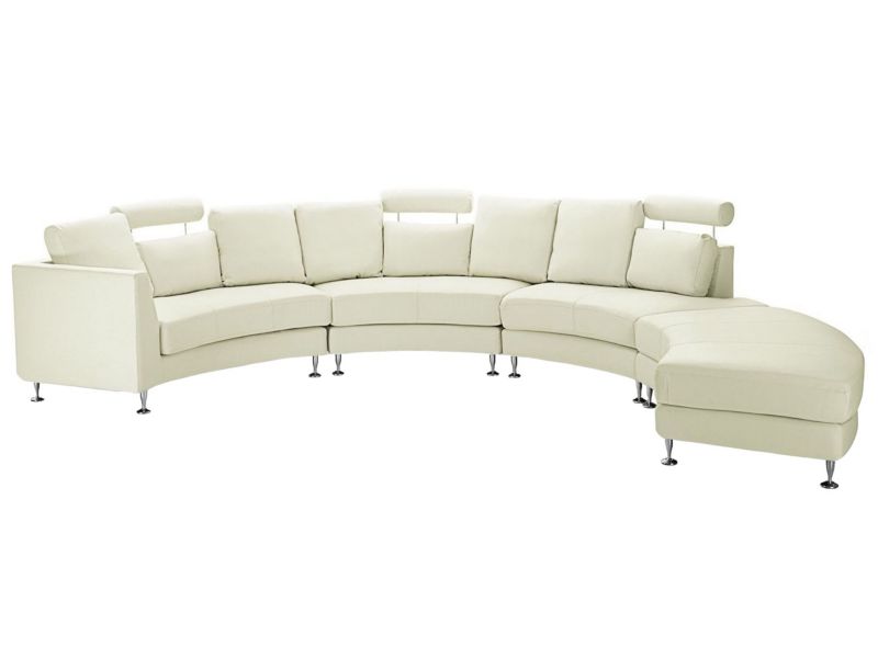 Sofa półokrągła 7-osobowa skórzana modułowa beżowa Rotunde 1 szt.