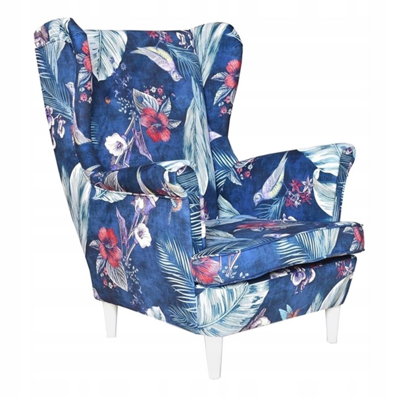 Fotel uszak do salonu Family Meble ARI PRINT granatowy 1szt