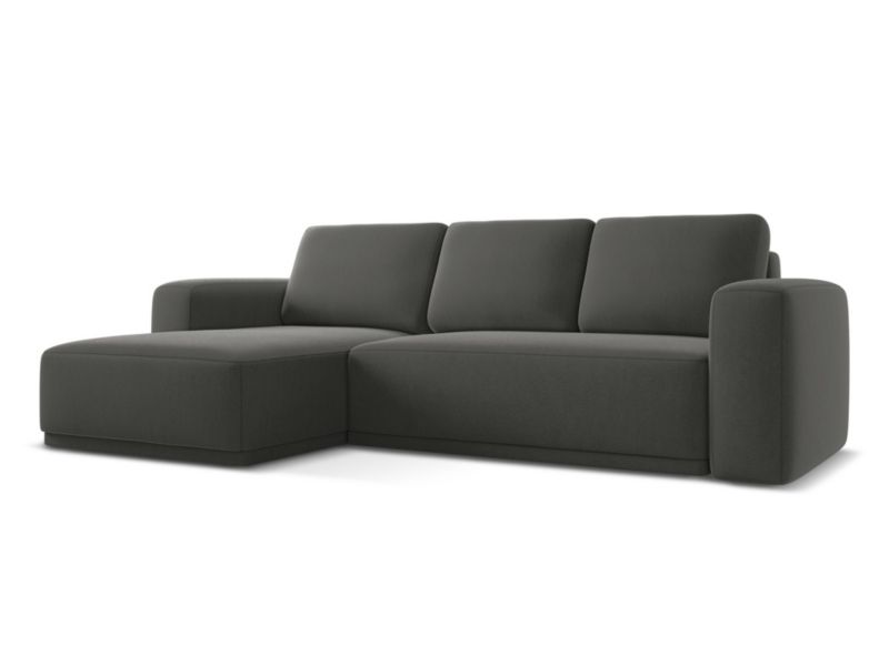 Narożnik lewostronny z funkcją spania Makamii Kaila z weluru 258x160 cm stalowy 1 szt.