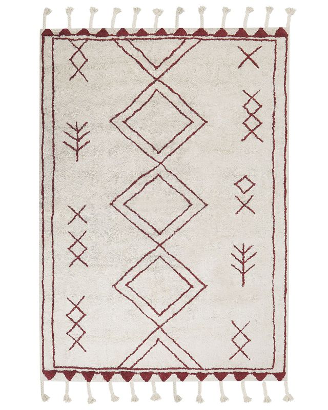 Dywan bawełniany 160 x 230 cm biało-czerwony Kenitra 1 szt.