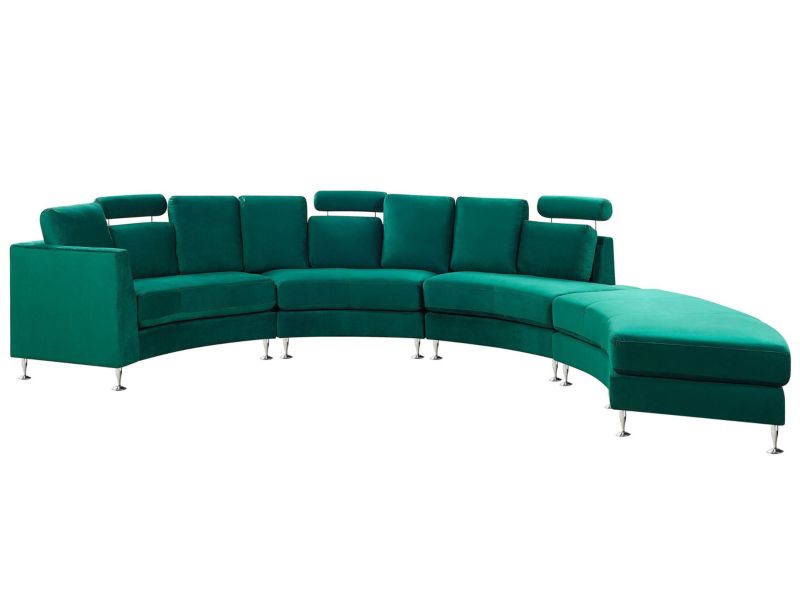 Sofa półokrągła 7-osobowa modułowa welurowa zielona Rotunde 1 szt.