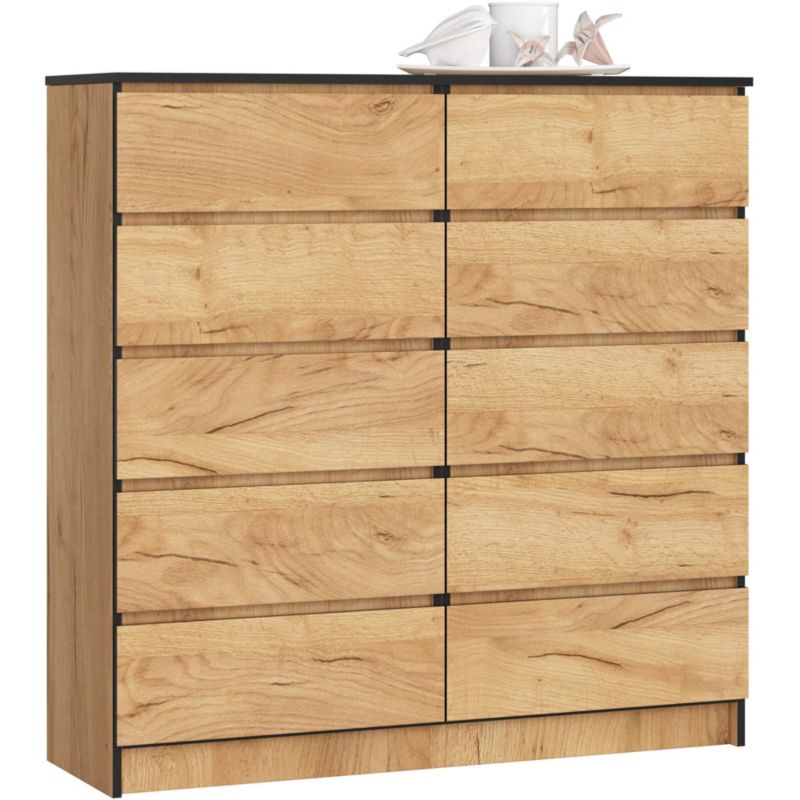 Komoda Akord K120 Dąb Craft 120 cm 10 szuflad kolor Dąb Craft mat 120x40x121 cm 1 szt.