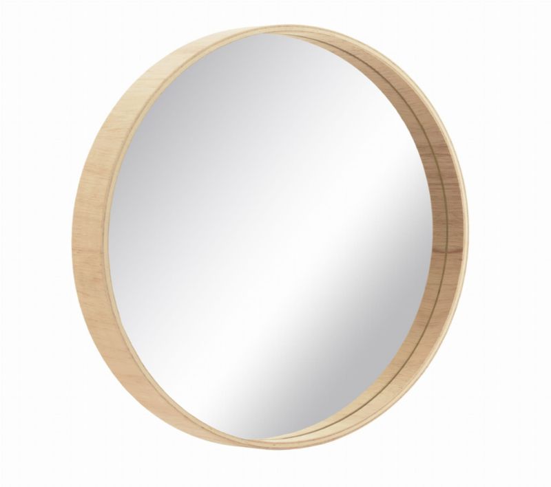 Lustro okrągłe BD art drewniane skandynawskie 70 cm naturalne 1szt.