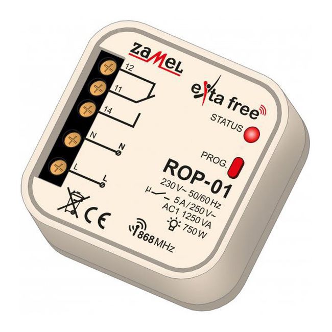 Radiowy odbiornik Zamel ROP-01 podtynkowy 1-kanałowy
