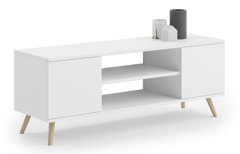 Szafka RTV Kobi 135 cm skandynawska biała 1 szt.