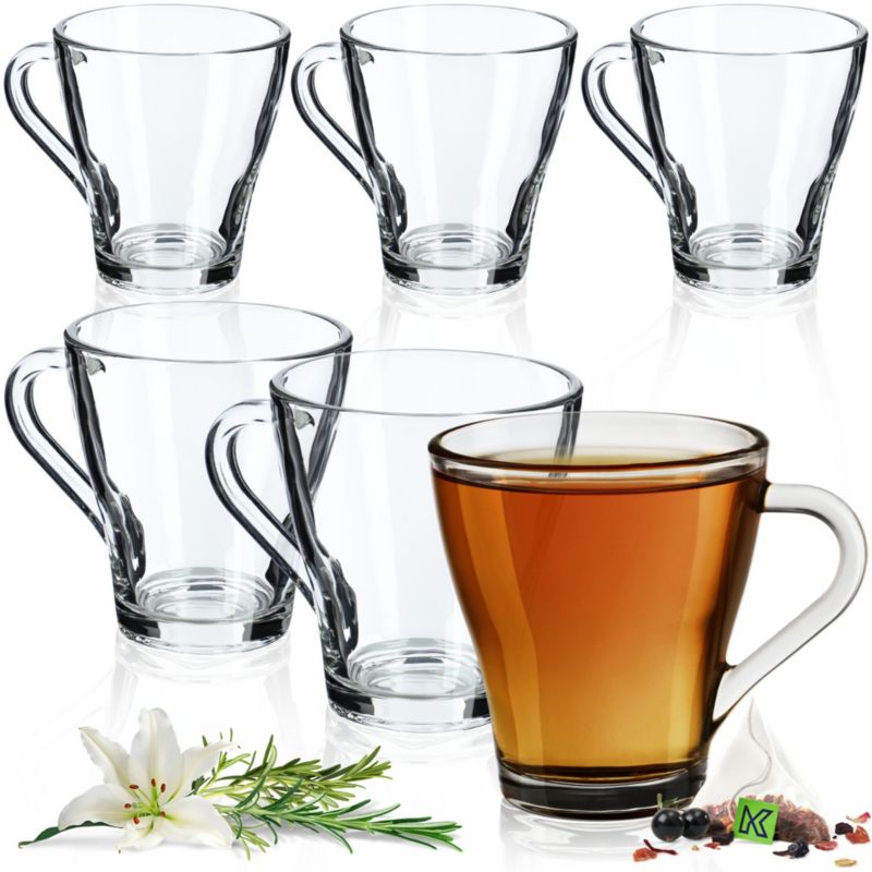 Szklanki KADAX Do Herbaty Kawy 250ml Napojów Szklanka Zestaw Z Uchem 6 szt.