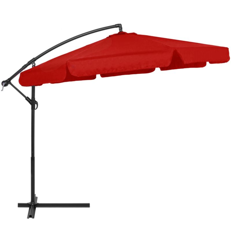 Parasol na taras 350 cm na wysięgniku Springos ogrodowy składany z korbką czerwony 1 szt.